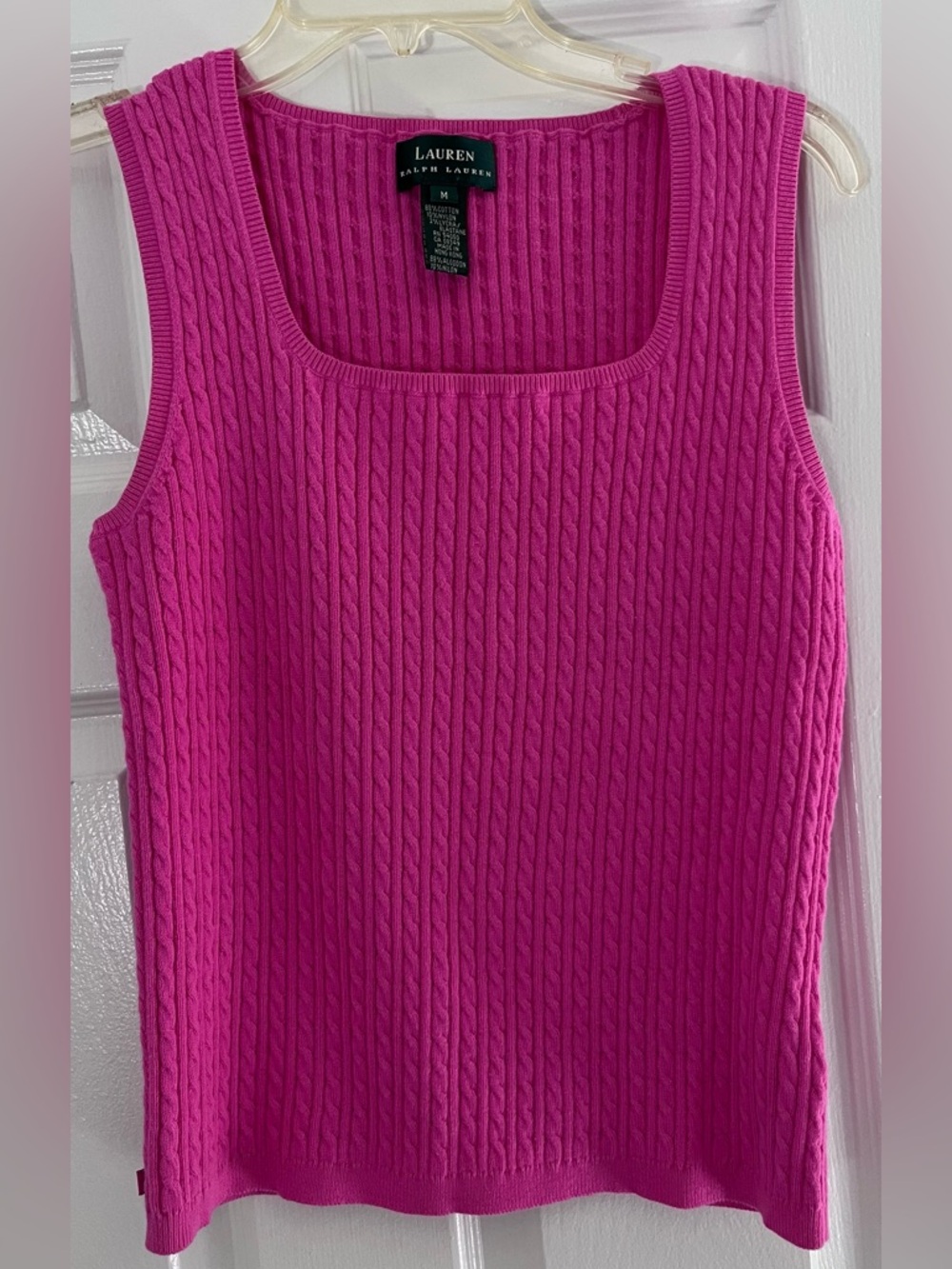 Lauren Ralph Lauren Women’s Pink Size Medium Fuchsia Cable Knit Tank